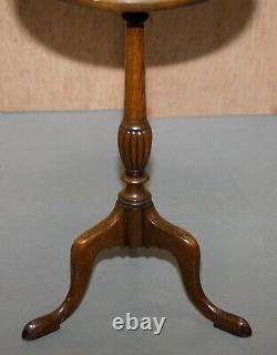 Lovely Pair Of Vintage Mahogany Tripod Lamp Side End Wine Tables Very Elegant