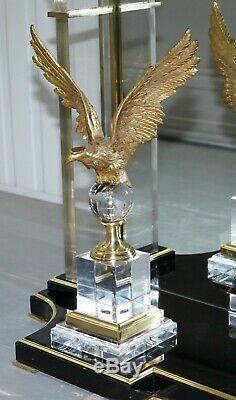 Lovely Rare Vintage Lucite Console Table With Bronzed Eagles Highly Decorative