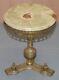 Lovely Regency Brass Style French Brass And Onyx Round Side End Lamp Wine Table