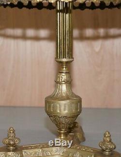 Lovely Regency Brass Style French Brass And Onyx Round Side End Lamp Wine Table