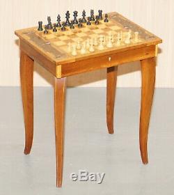 Lovely Small Musical Chess Backgammon Games Table With Drawer And Chess Pieces