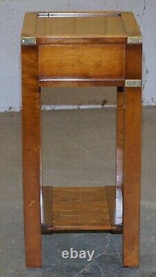 Lovely Very Tall Vintage Yew Wood Military Campaign Side End Lamp Wine Table