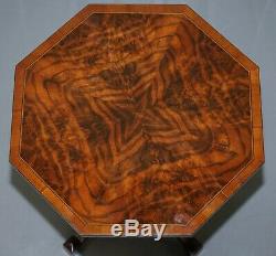 Lovely Victorian Burr Walnut Octagonal Side Table On Four Out Swept Down Legs