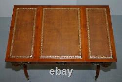 Lovely Vintage French Dicectoire Games Table Desk Chess Backgammon Brown Leather