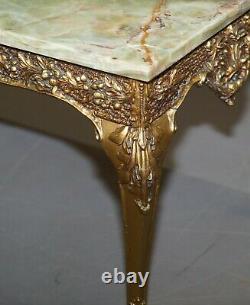 Lovely Vintage French Thick Marble Topped Coffee Or Cocktail Table Gilt Frame
