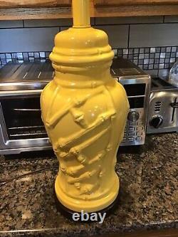 MCM LEVITON Chinese Chippendale Yellow Ginger Jar Bamboo Porcelain Table Lamp US
