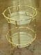 Mid Century Faux Bamboo Chinese Chippendale Gilt Metal 2 Tier Glass Shelf Table