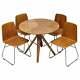 Mid Century Modern Bent Plywood Dining Table & Four Chairs With Chrome Bases