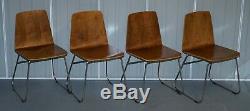 MID Century Modern Bent Plywood Dining Table & Four Chairs With Chrome Bases
