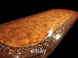 Magnificent CMC Burr Walnut Marquetry dining table Range pro French polished