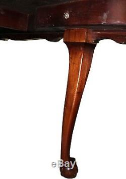 Mahogany 12ft. Chippendale Style Conference Table with Gilt-Embossed Leather Top