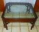 Mahogany Chinese Chippendale Glass Top Coffee Table (ct166)