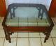 Mahogany Chinese Chippendale Glass Top Coffee Table (mct166)