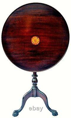 Mahogany Chippendale Style Pie Crust Tilt Top Tea Table Ball and Claw Feet