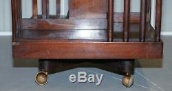 Mahogany Edwardian Revolving Library Bookcase Great Side Table Size On Wheels