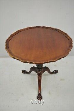 Mahogany Pie Crust Ball and Claw Georgian Chippendale Style Tilt Top Tea Table