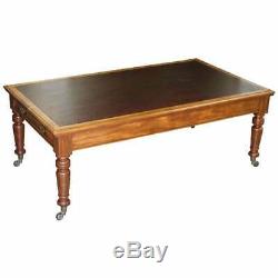 Mahogany Victorian 2 Drawer Library Refectory Dining Table Leather 8 12 Person