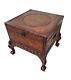 Maitland Smith Burl Wood Finish Ball & Claw Foot Square Table Hidden Wine Rack