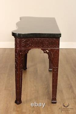 Maitland Smith Carved Mahogany Serpentine Console Table