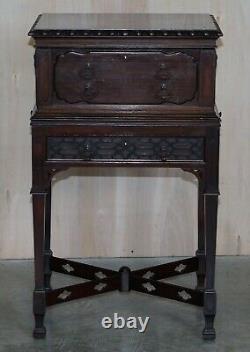 Maple & Co Thomas Chippendale Careved Victorian Mahogany Cutlery Side End Table