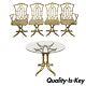 Metal Faux Bamboo Chinese Chippendale 5 Pc Dining Set 4 Chairs Round Glass Table