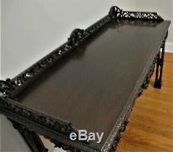Meticulously Carved Antique CHINESE CHIPPENDALE MAHOGANY Table c. 1920 English