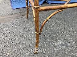 Mid Century Chippendale Faux Bamboo Gilded Metal Coffee Table Bracket Stretcher