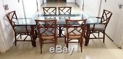 Mid Century Modern Bamboo Chinese Chippendale Dining Room set Table 6 Chairs WOW