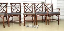 Mid Century Modern Bamboo Chinese Chippendale Dining Room set Table 6 Chairs WOW