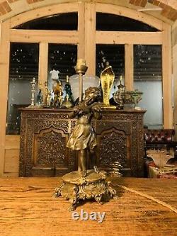 Moreau Violin Girl Bronze Table Lamp