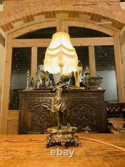 Moreau Violin Girl Bronze Table Lamp