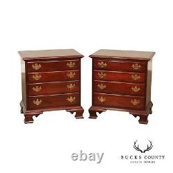 Nathan Hale Chippendale Style Pair of Cherry Four Drawer Chest Nightstands