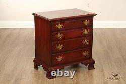 Nathan Hale Chippendale Style Pair of Cherry Four Drawer Chest Nightstands