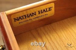 Nathan Hale Chippendale Style Pair of Cherry Four Drawer Chest Nightstands