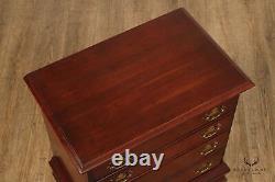 Nathan Hale Chippendale Style Pair of Cherry Four Drawer Chest Nightstands