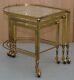 Nest Of Three Brass & Glass Trolley Tables By Maison Bagues France Mid Century