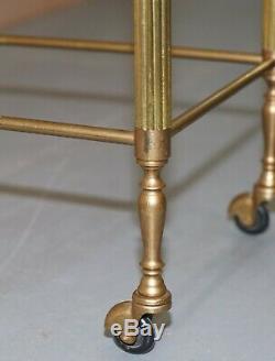 Nest Of Three Brass & Glass Trolley Tables By Maison Bagues France MID Century