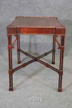 Nice Quality Mahogany Drexel Faux Bamboo Chippendale Style Tea Center Table