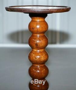 Nice Small Chunky Victorian Walnut Bobbin Turned Pillar Side End Lamp Wine Table