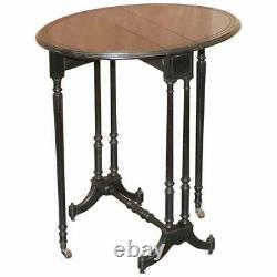 Original Antique Victorian Extending Oval Sunderland Side Table Ebonised