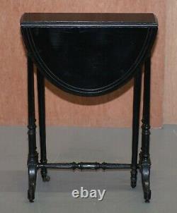 Original Antique Victorian Extending Oval Sunderland Side Table Ebonised