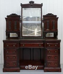 Ornate Grand Victorian Mahogany Dressing Table Loads Of Drawers Storage Space