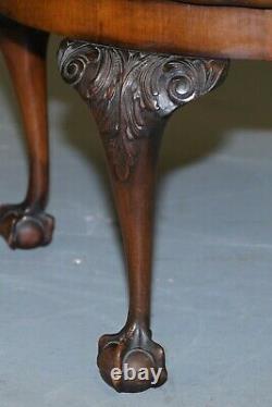Ornately Carved Vintage Claw & Ball Coffee Table Pie Crust Edge Solid Walnut