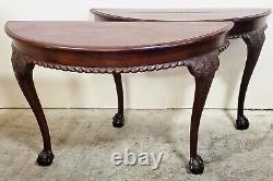 PAIR Antique ENGLISH 19th C Ball Claw CHIPPENDALE Carved MAHOGANY Wall CONSOLES