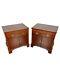Pair Baker Furniture Chippendale Carved Mahogany Nightstands Side Tables
