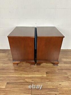 PAIR Baker Furniture Chippendale Carved Mahogany Nightstands Side Tables