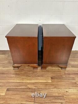 PAIR Baker Furniture Chippendale Carved Mahogany Nightstands Side Tables