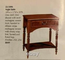 PRISTINEEthan Allen 18th Century Mahogany Night Table withGlass Top