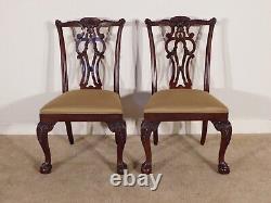 Pair #1 Ethan Allen Chippendale Mahogany Ball & Claw Dining Side Chairs