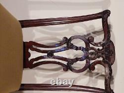 Pair #1 Ethan Allen Chippendale Mahogany Ball & Claw Dining Side Chairs